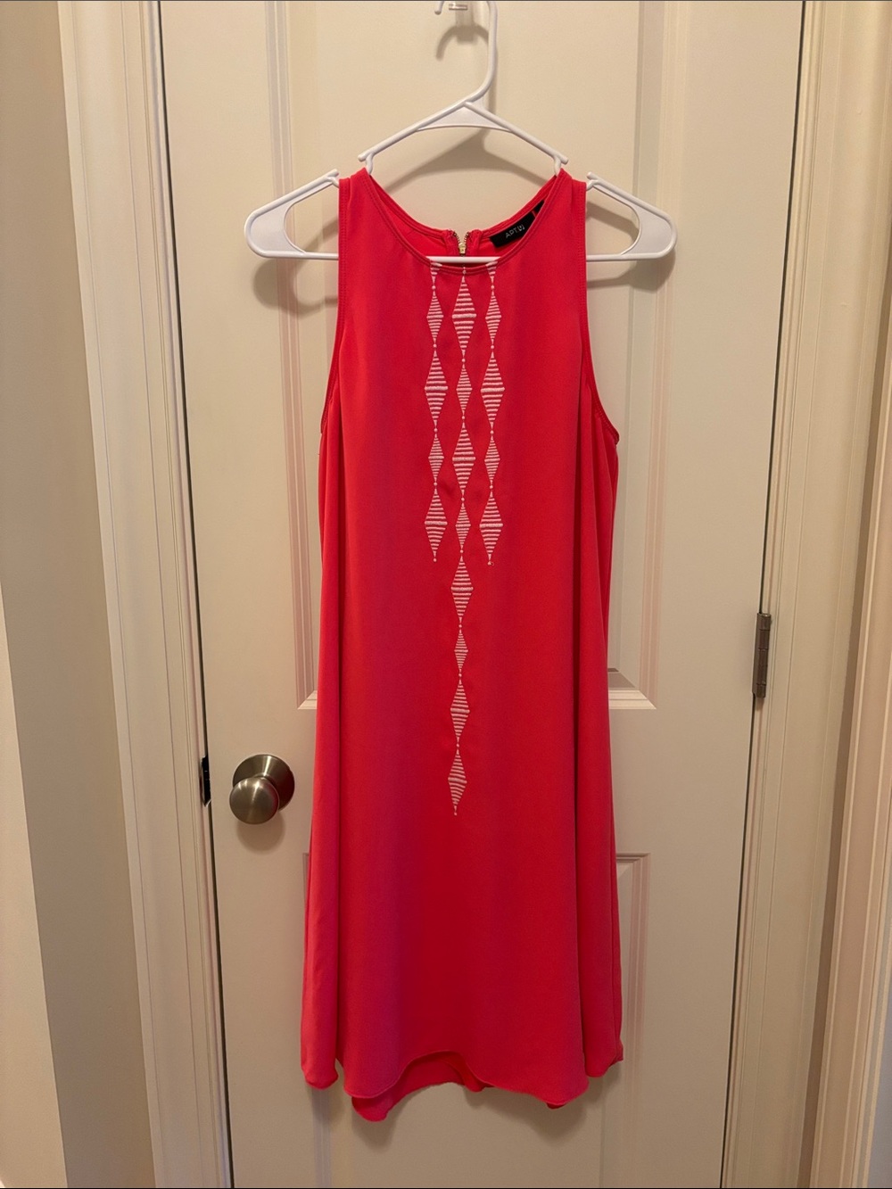 Apt. 9 Coral Sleeveless Shift Dress with Geometric Front Detail
